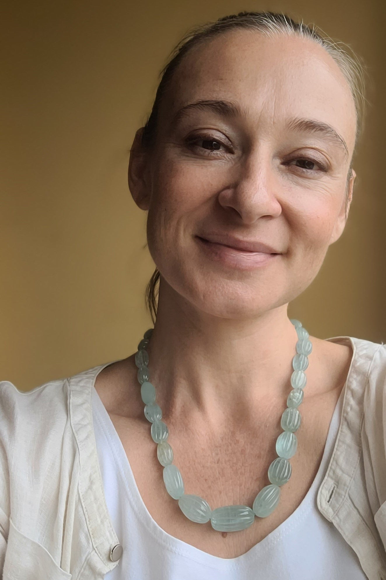 Carved Aquamarine Gemstone Necklace