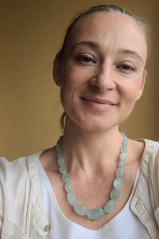 Carved Aquamarine Gemstone Necklace