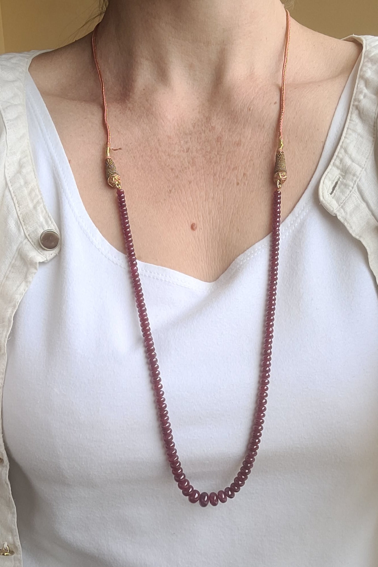 Smooth Cut Ruby Necklace