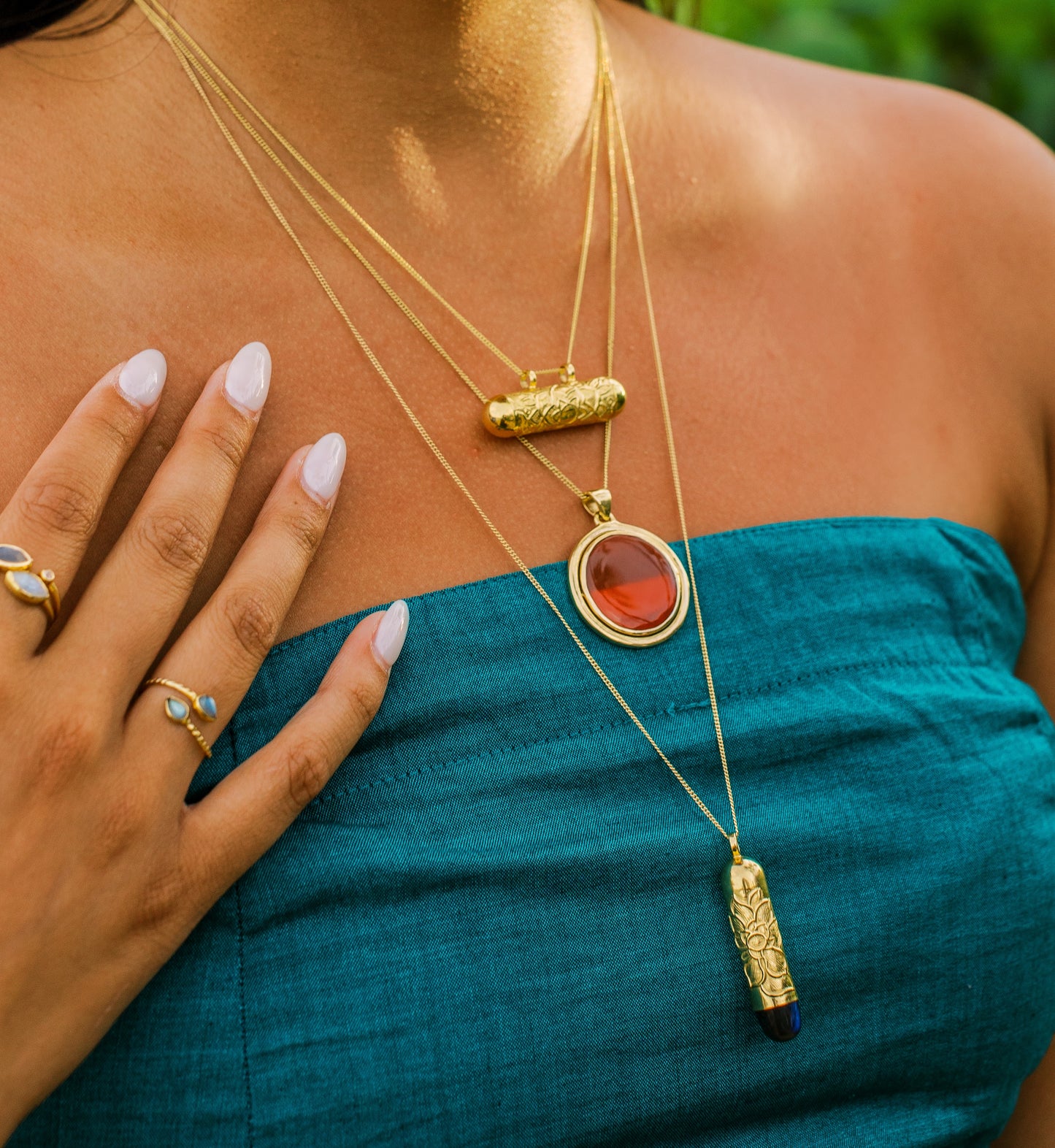 Carnelian Sun Dial Necklace