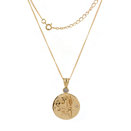 Night Blooming Cereus & Stars Medallion Necklace