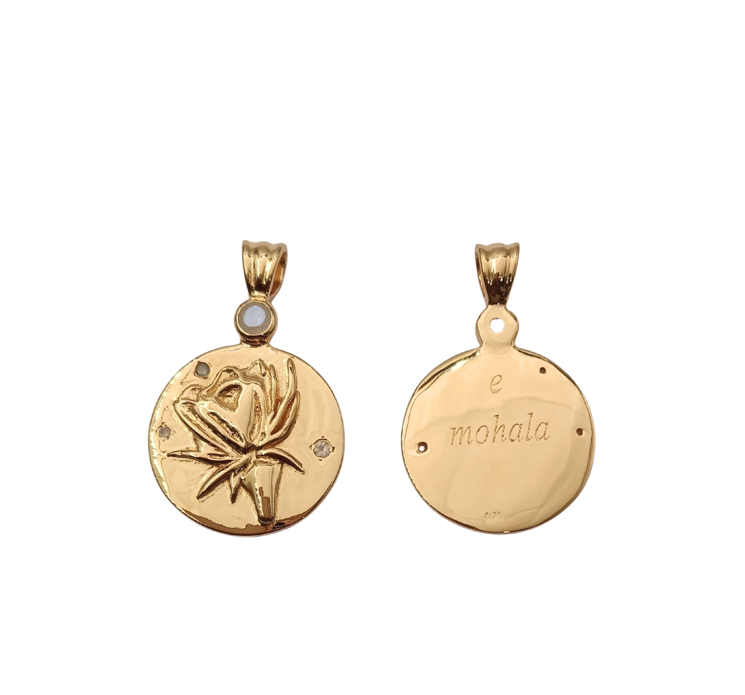 Night Blooming Cereus & Stars Medallion Necklace