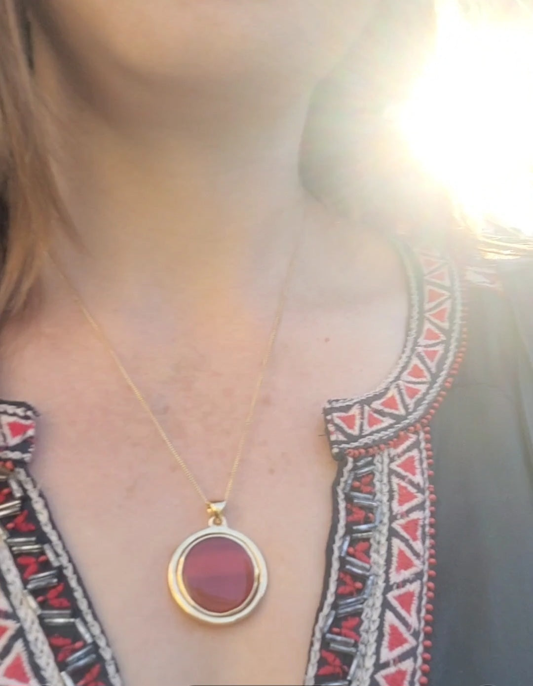 Carnelian Sun Dial Necklace